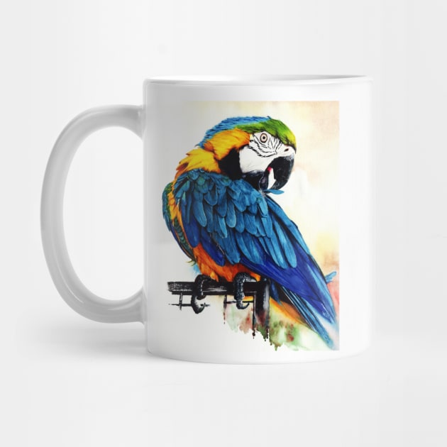 Jinx - Blue Gold Macaw painting by Mightyfineart